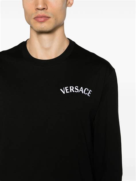 versace embroidery t shirt|Versace long sleeve t shirts.